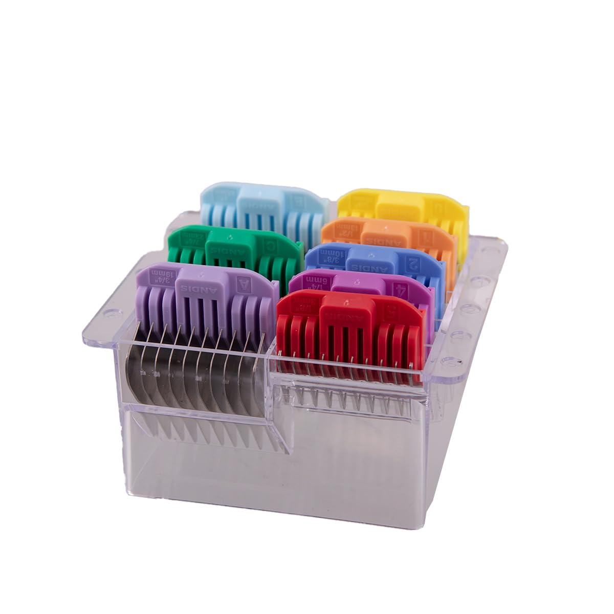 Andis 8-Piece Stainless Steel Clipper Comb Set | Professional Grade Clipper Comb Guides | Durable & Rust-Resistant | Ideal for Precise Trimming & Styling | Must-Have Pet Grooming Attachments