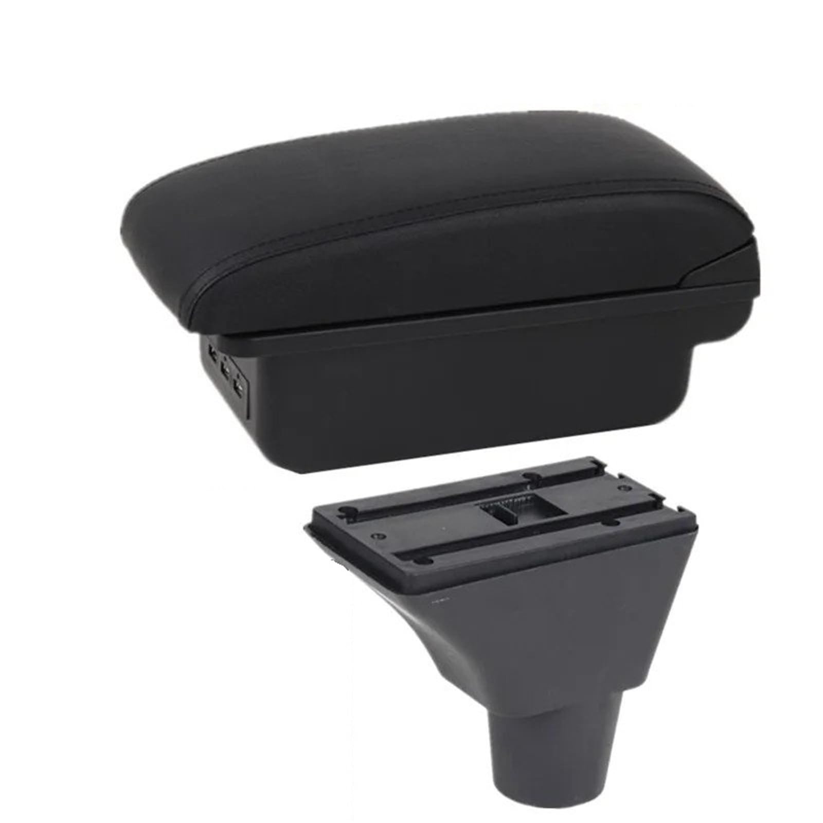 Hguvsjd Armrest Box For Fiat For Panda II 2 Center Console Storage Box USB Port Interior Dedicated Retrofit Accessories Car Armrests(B Black line 3USB)