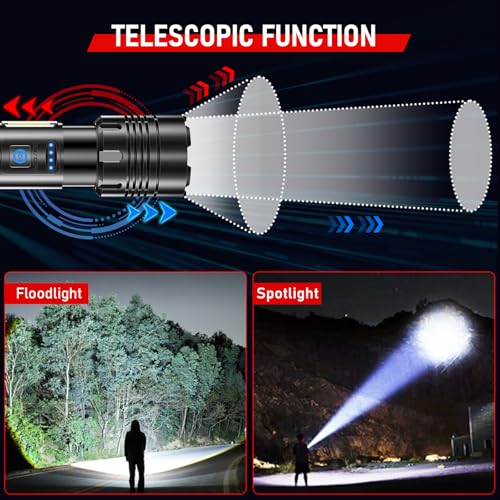 Image of Shadowhawk Torch Light High Power 10000 Lumens, COB Side Light & Long Range | 30W Powerful LED Super Bright Flashlight Rechargeable, 7 Modes, Military Waterproof USB C Torches for Camping /Home /Emergency