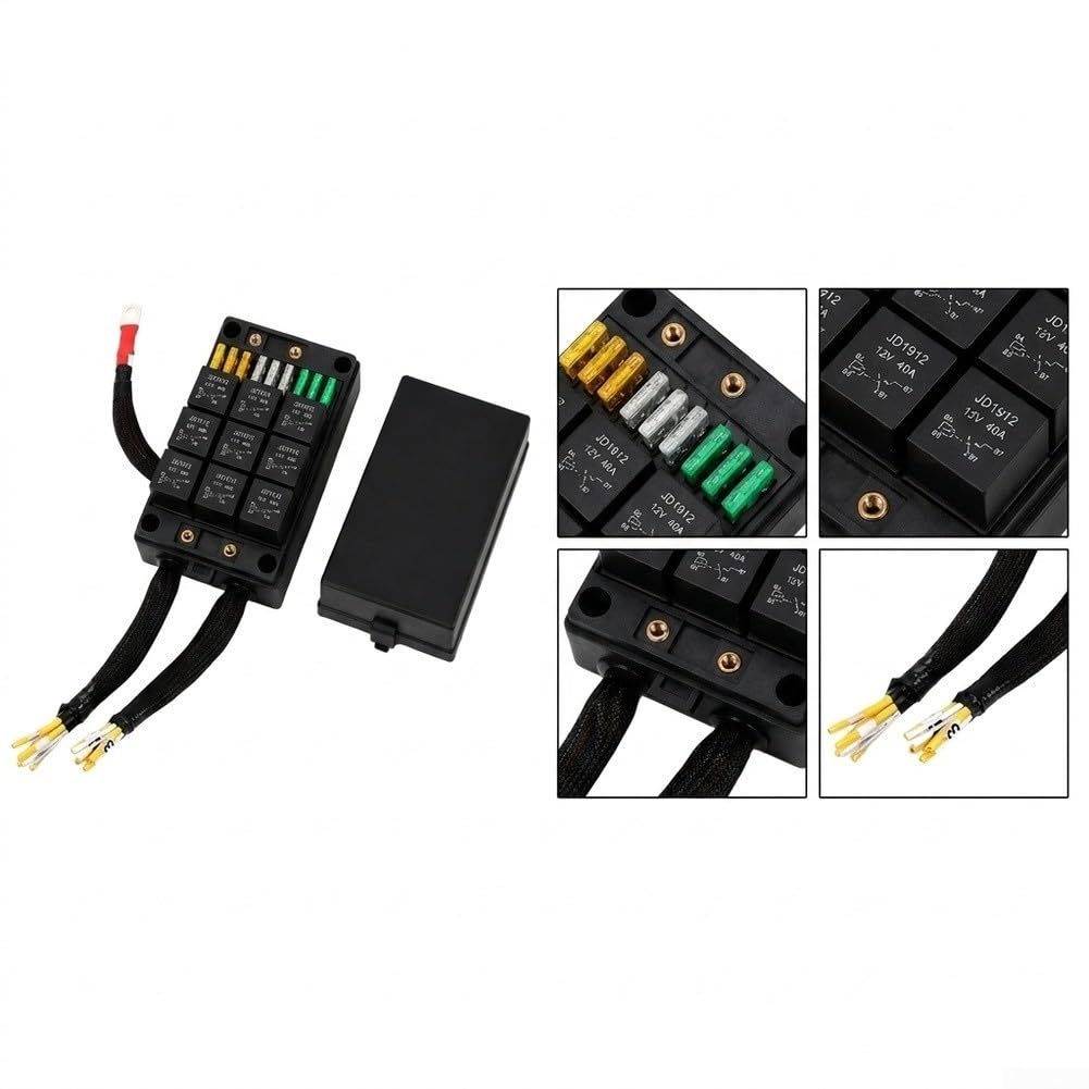 12 V 9 compartimentos para relé caja de fusibles resistente al agua para