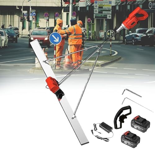 Cordless Electric Concrete Leveling Tool - Rechargeable Vibrating Screed with 2 Batteries, Easy to Clean, Perfect for Smooth Finishing & DIY Projects