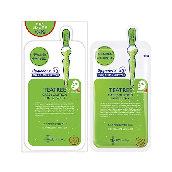 Mediheal Official Best Korean Sheet Mask - Tea Tree Essential Face Mask 20 Sheets Skin Soothing Treat Blemishes Sebum Control For All Skin Types Value Sets Acne Prone