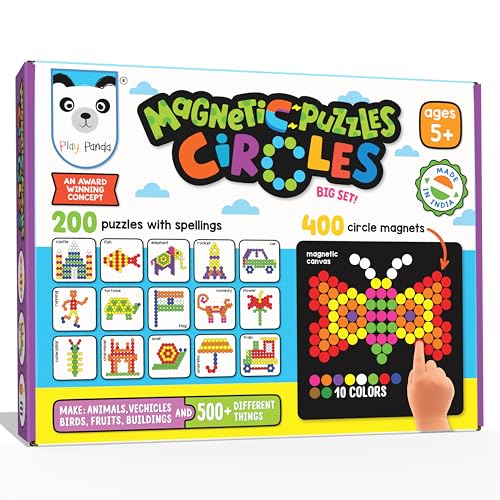 Image of PLAY PANDA Magnetic Puzzle Board with 400 Circle Shapes & Patterns for Kids