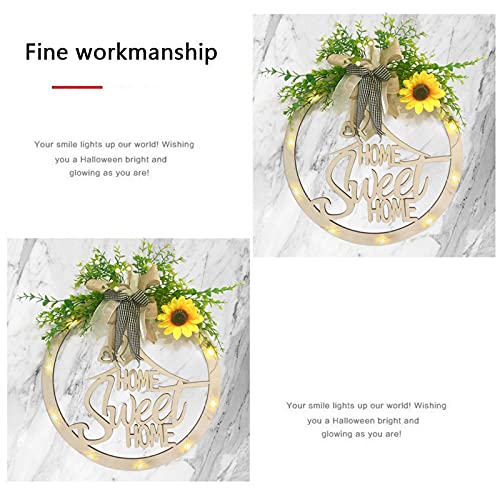 Glowing Sweet Home Sign Led Light,Hollow Farmhouse Wreath Front Door Decor For Wall Hanging Outdoor, Farmhouse, Porch, Living Room, Perfect Signs Housewarming Gift White Gl-008 , 12L×12W. #TOP4