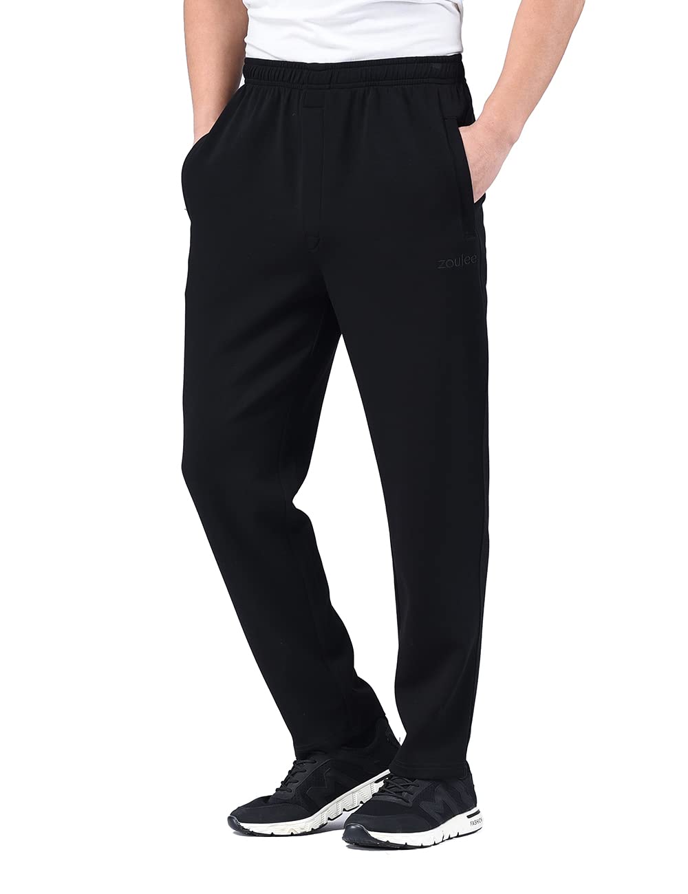 Zoulee New Mens Classic Drawstring-Waist Jogger Pants Sweatpants with Zipper Fly