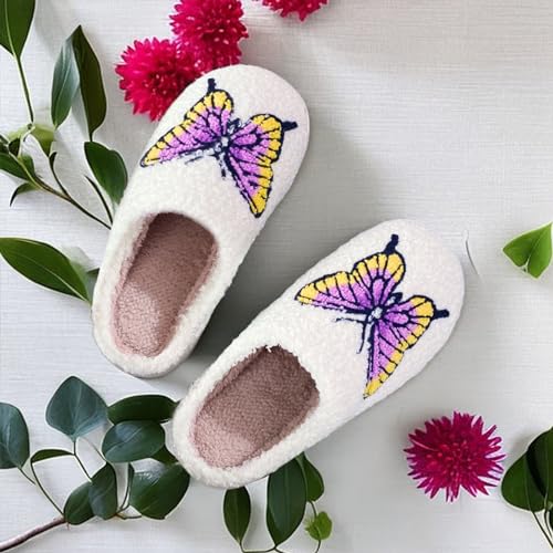 Image of LNERIP Animal Slippers Fruit Slippers Plant Slippers Various Cartoon Patterns Fluffy Soft Memory Foam Retro Indoor Outdoor Home Couple Shoes