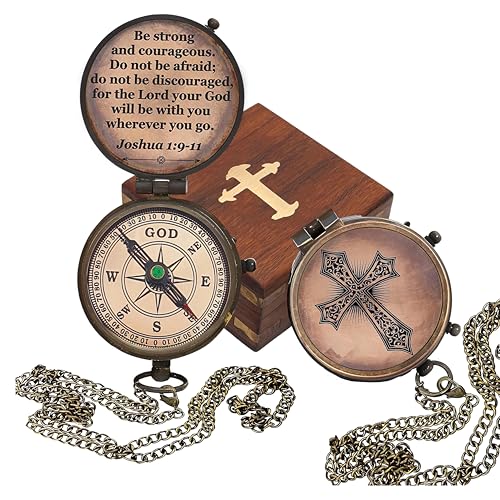 Baptism Gift Personalized Keepsake Compass Engraved Cross and Be Strong and Courageous, Confirmation Gift Ideas, Gift of Faith. Missionary miniatura 2