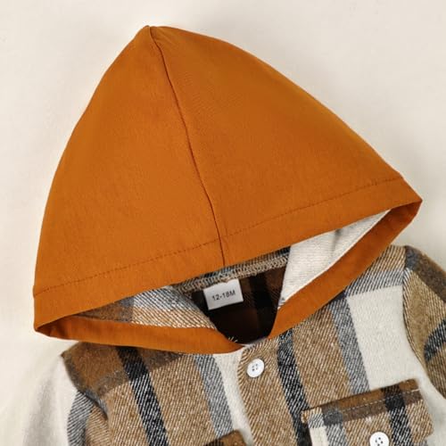 Image of Toddler Baby Boy Fall Winter Clothes Long Sleeve Plaid Hooded Sweatshirt Ripped Holes Jeans Set 1-5 Years Old
