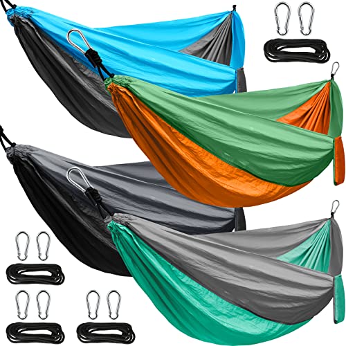 4 Set Camping Hammock Portable Lightweight Nylon Hammock Single Or Double Hammock 440Lb Capacity Outdoor Hammock Camping Accessories For Beach, Hiking, Backpacking, Yard, Travel #TOP26