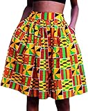 HongyuAmy Women African Print Skirt Flared Ankara A line Skirt with Pockets (XX-Large, Color B)