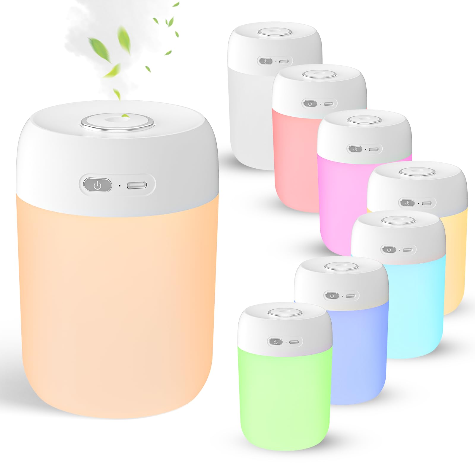 BAMCOO Portable Small Humidifier, 650ml Colorful Mini Humidifier for Bedroom, Office Desktop, Baby Room, Plants, Cool Mist Humidifiers(White)