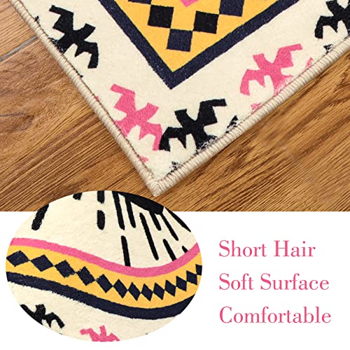 Haocoo Evil Eye Runner Rug 2’X 5’ Non-Slip Washable Kitchen Area Rug Boho Chic Distressed Tribal Decorative Soft Velvet Creative Tribal Floor Carpet Bath Rug For Bedroom Living Room Entryway Hallway #TOP4