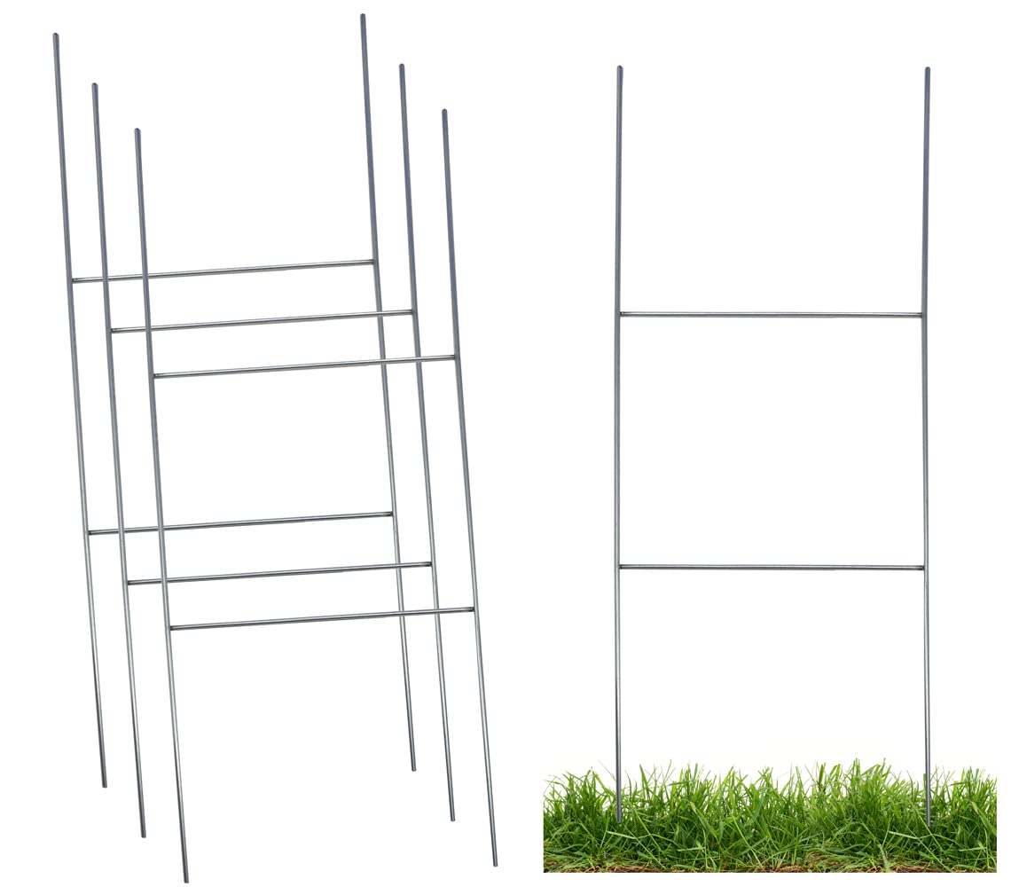 Sturdy Metal Wire Step Stake Frame for Yard Signs 10 x 24 inch H Frame Wire Sign Spikes (3 Pack), (S24)