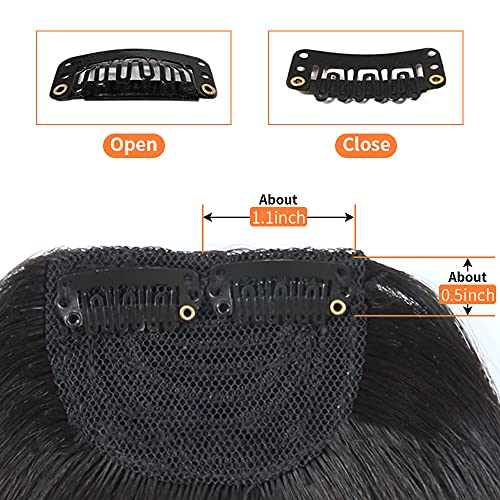 Clip in Thick Hair Bangs Human Hair Fringe Real Human Hair Bang Extension Unprocessed Fringe, Natural Black Color - Image 3