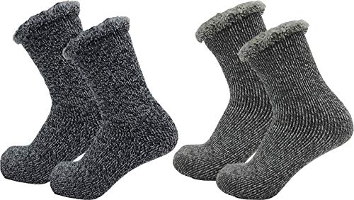 Mens Insulated Brushed Thermal Socks, 2 Pairs Merino Wool Warm Winter Heavy Cushioned Crew Sock4
