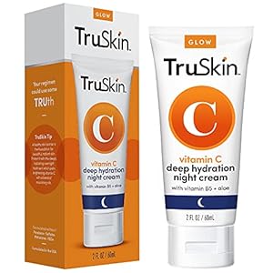 TruSkin Vitamin C Night Cream, a Collagen Supporting Blend including Vitamin B5, Botanical Essential Oils, Cocoa Butter, and Organic Aloe Vera for Anti Aging, Brightening and Firming Skin, Face, and Neck