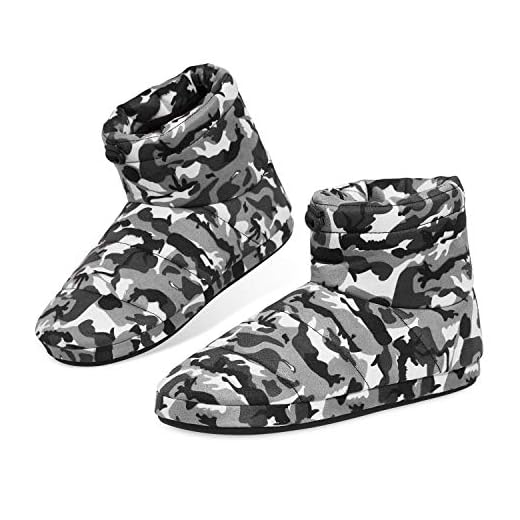 Dunlop Tofflor för män, fluffiga herrtofflor, storlek 7-12, varma och mysiga vinterhusstövlar, roliga presenter till honom, 4 att välja mellan, Grå - grå kamouflage - 39 EU