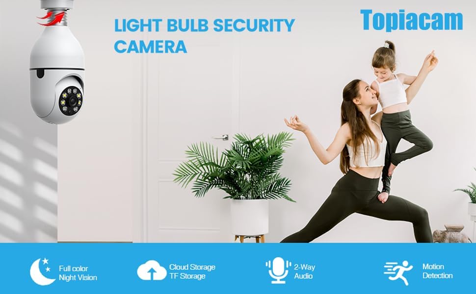 Miniatura 5 de Cámara de seguridad con bombilla de 2K -5G y 2.4 GHz, cámara de seguridad WiFi para el hogar, cámara de seguridad para el hogar en interiores,