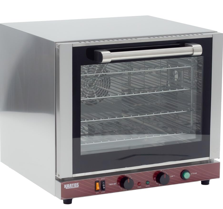 Kratos Commercial Oven, Half Size Countertop Electric Convection Oven with Steam Control, Stainless Steel, 208/240V (29M-059)