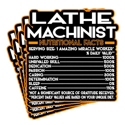 Lathe Machinist Vinyl Decal Sticker – Nutritional Facts