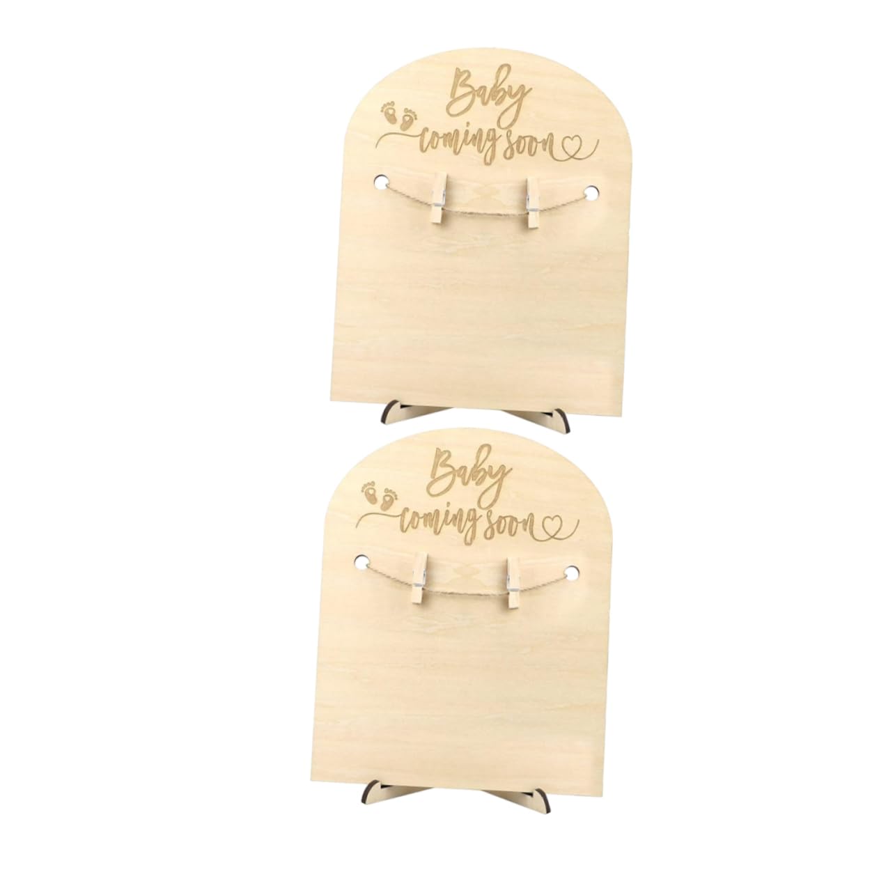 STOBOK 2Sets Commemorative Plaque with Stands Clips Wooden Birth Announcement Signs for Nursery Wall Decor Girl Announcement Durable Display Plaques