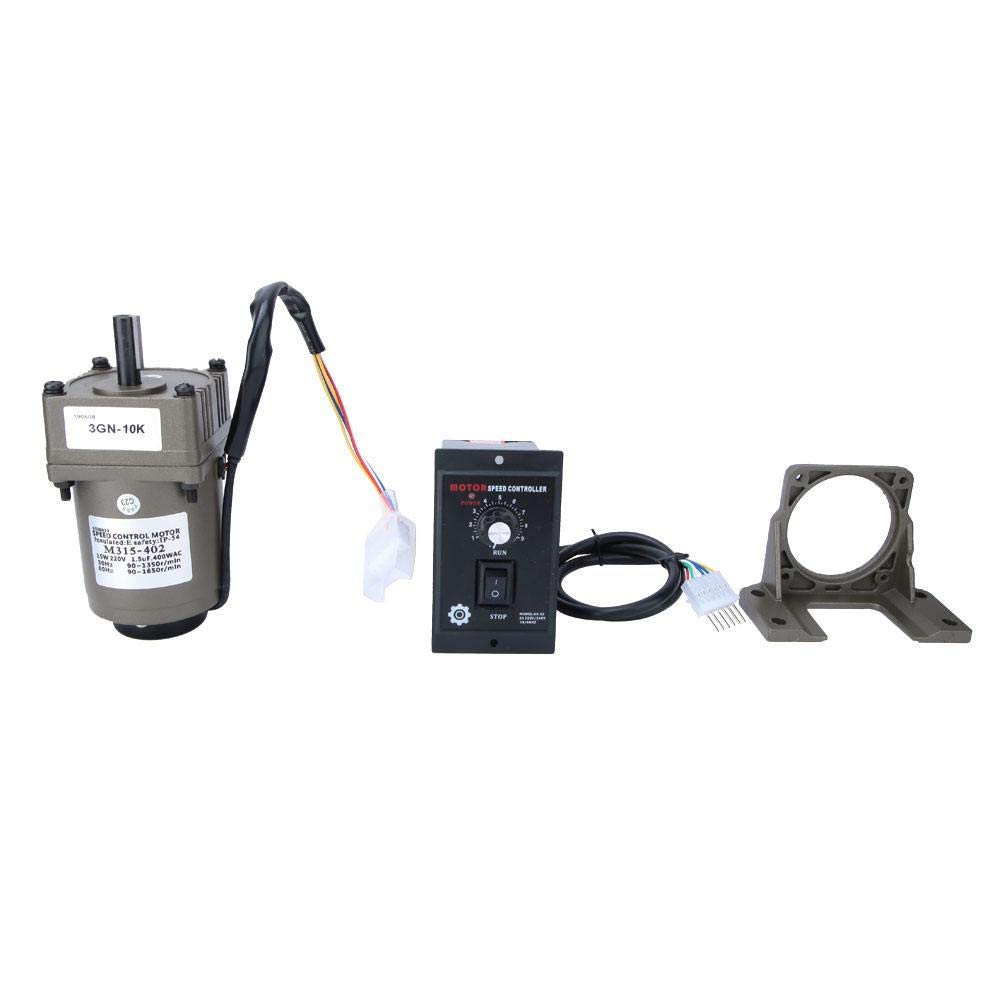 Bewinner Motor de Engranaje Reversible M315-402 AC 220V, Motor asíncrono monofásico 10K / 20K / 50K / 100K, 4 Polos Motor eléctrico Reversible de Velocidad Ajustable de 15 vatios(10K)