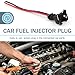 Downhill 4 PCS Automobile Fuel Injector Connector, Fuel Injector Wiring Harness, Waterproof Shell Copper Core Plug with Extended Tail Wiring Harness, Universal for Most Cars (Black)