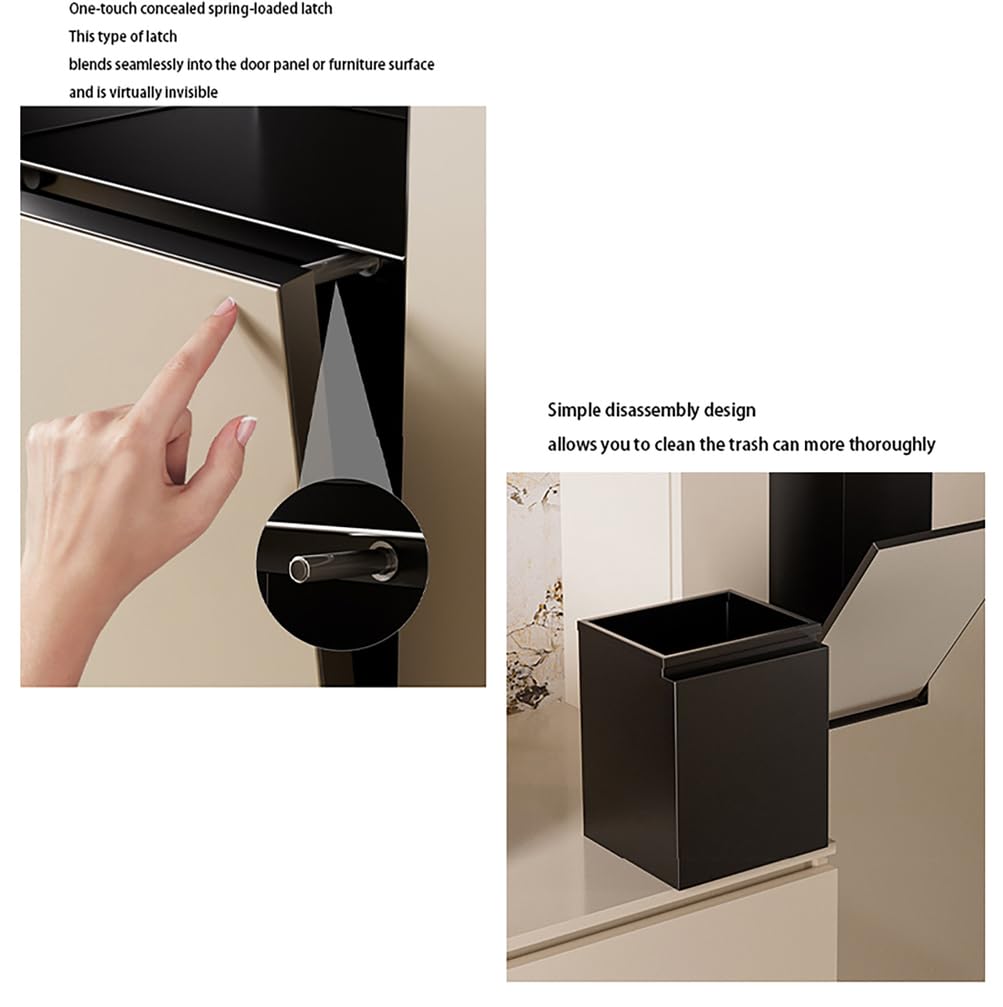 Portarotolo da Incasso Nero in Portarotolo da Parete, Mobile con Cestino Nascosto con Dispenser E Vano Portaoggetti Wall Box E Porta Salviette per Il Bagno,Black/c