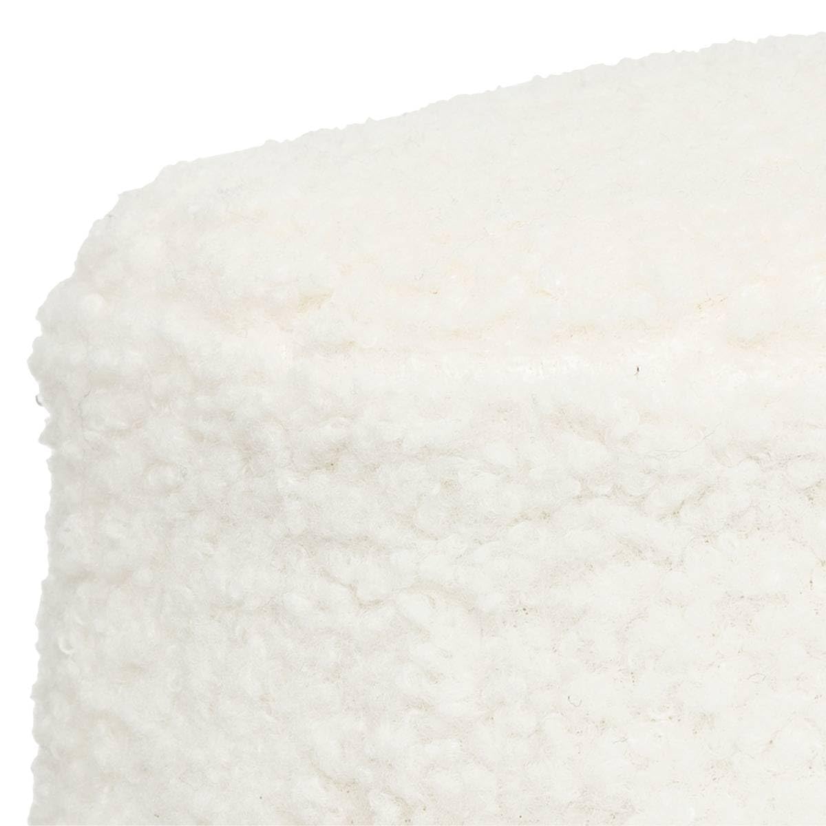 Atmosphera - Tabouret d'Appoint Inuit en Tissu Bouclette Blanc, H 41,5 cm, Pieds en Bois - pour Salon, Chambre d'enfant