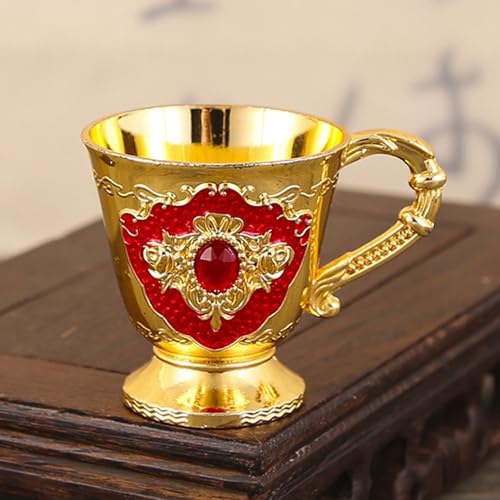 BEIJIALY 2 peças de copo de vinho estilo europeu vintage, copo em relevo de cálice real, cálice de m