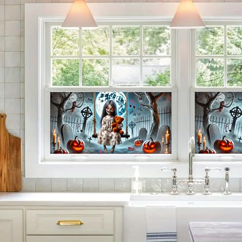 Film de privacidad para ventana con diseño Halloween 39.3x17.7 pulg miniatura 3
