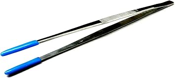 12 Inch Tweezer with PVC Rubber Tips Coated Straight Flat Tip Stainless Steel Forceps Steam Ultrasonic Cleaning Tweezer | Non-Marring | Good Grip | Jewelry | Hobby Crafts Industrial Electronic By JTS