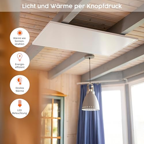 Könighaus Infrarotheizung - 1200 Watt - zur Deckenmontage ✓ Infrarot Deckenheizung ✓ effiziente Elektroheizung ✓ mit TÜV/GS + 5 Jahre Herstellergarantie ✓ Überhitzungsschutz