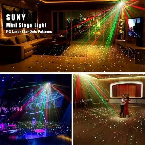 Image of Mini RGB Laser Party Light Projector | 12 Dynamic Lighting Patterns | Sound-Activated DJ & Stage Light for Home, Weddings, Birthdays & Clubs (12 DOTT & Patern Mix Design- (Black))