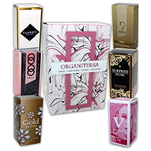 Set de 6 (seis) Perfumes para Mujer 15ml Cada uno en caja. Total 90ml (Eau de Toilette) En caja de regalo + Tarjetas