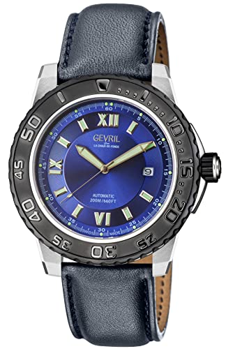 Gevril Seacloud Men's Automatic Watch, Genuine Leather Strap with Buckle