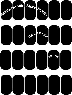 SALEX Mini Metal Plates for Magnetic Mount, Wall, Phone Holder, Case, Magnet, Crafts, DIY. Kit of 32 Black Small 0.4" x 0.8" Iron Discs with 3M Adhesive Backing. Steel Replacement Sticker Set 32 Pack