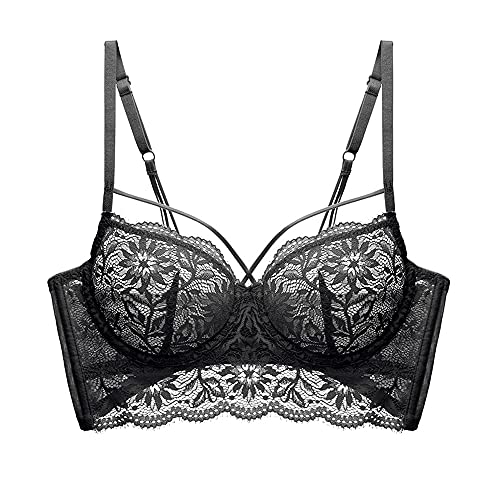 Soutien-gorge push-up WENJUN en dentelle noir 75C avec armatures en V