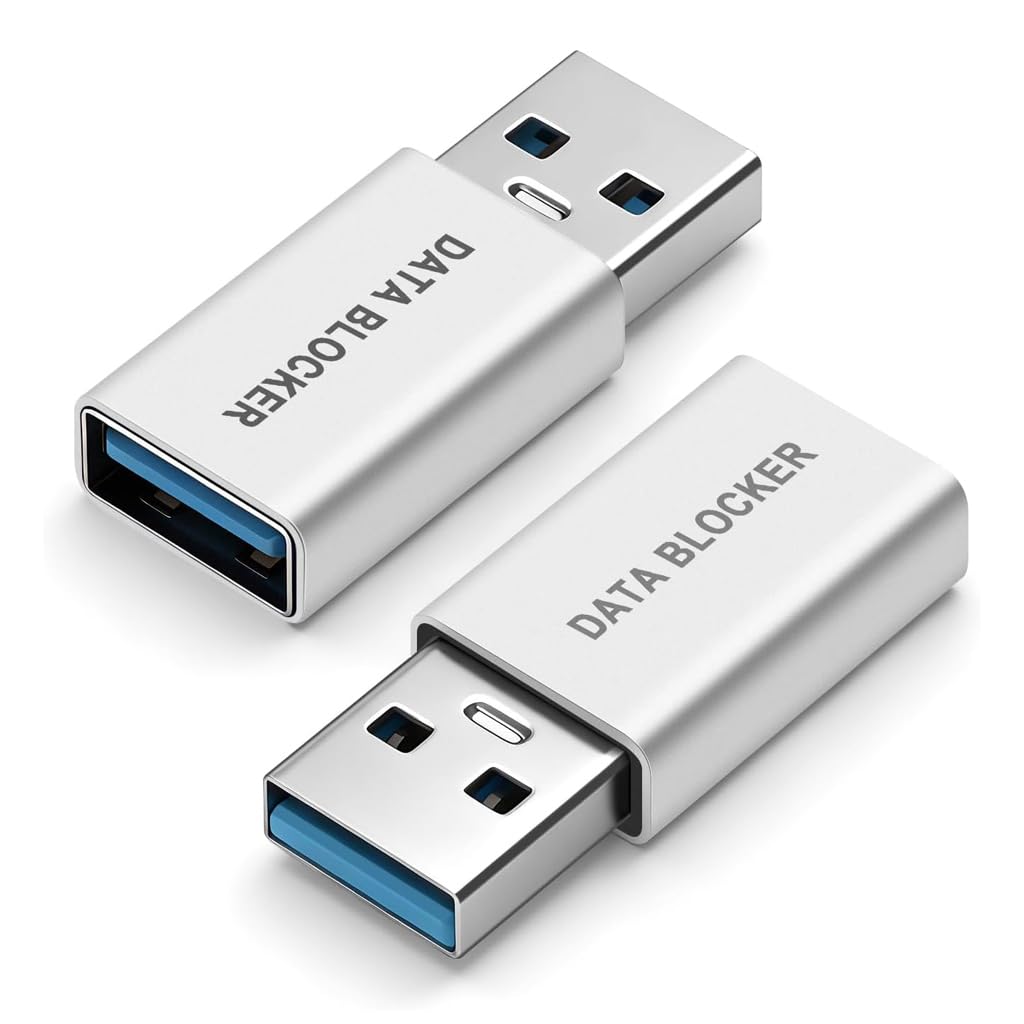 USB-A to USB-A Data Blocker Adapter, Anti-Hacking & Juice-Jacking Protection, 5V/2A 10W Safe Charging, Aluminum USB Security Converter for Travel Charging for iPhone 11/15 (Pack of 2)-image-48