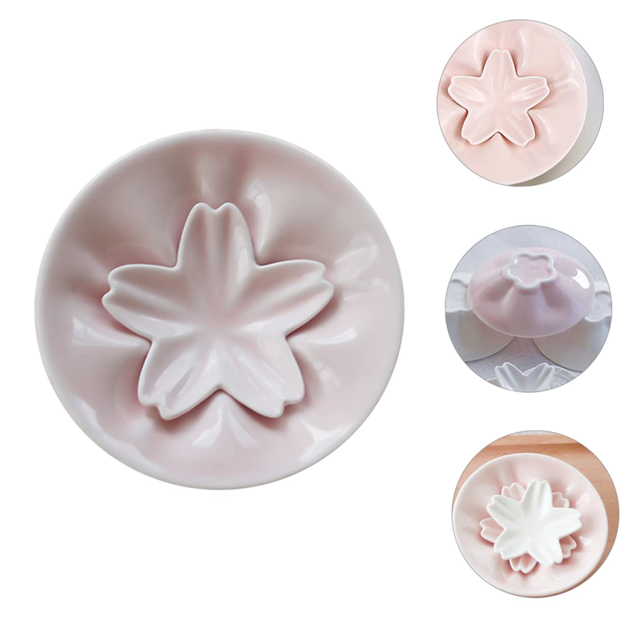 NAMOARLY Cherry Blossom Seasoning Plate Appetizer Platter Japanese Seasoning Dish Saucer Japanese Sauce Dish Dessert Cup Serving Sauce Dish Chopsticks Rests Holders Ceramics Pink