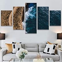 SIGNWIN 5 Panel Canvas Wall Art Coastal Scenery for Home Decorations Ready to Hang - 60
