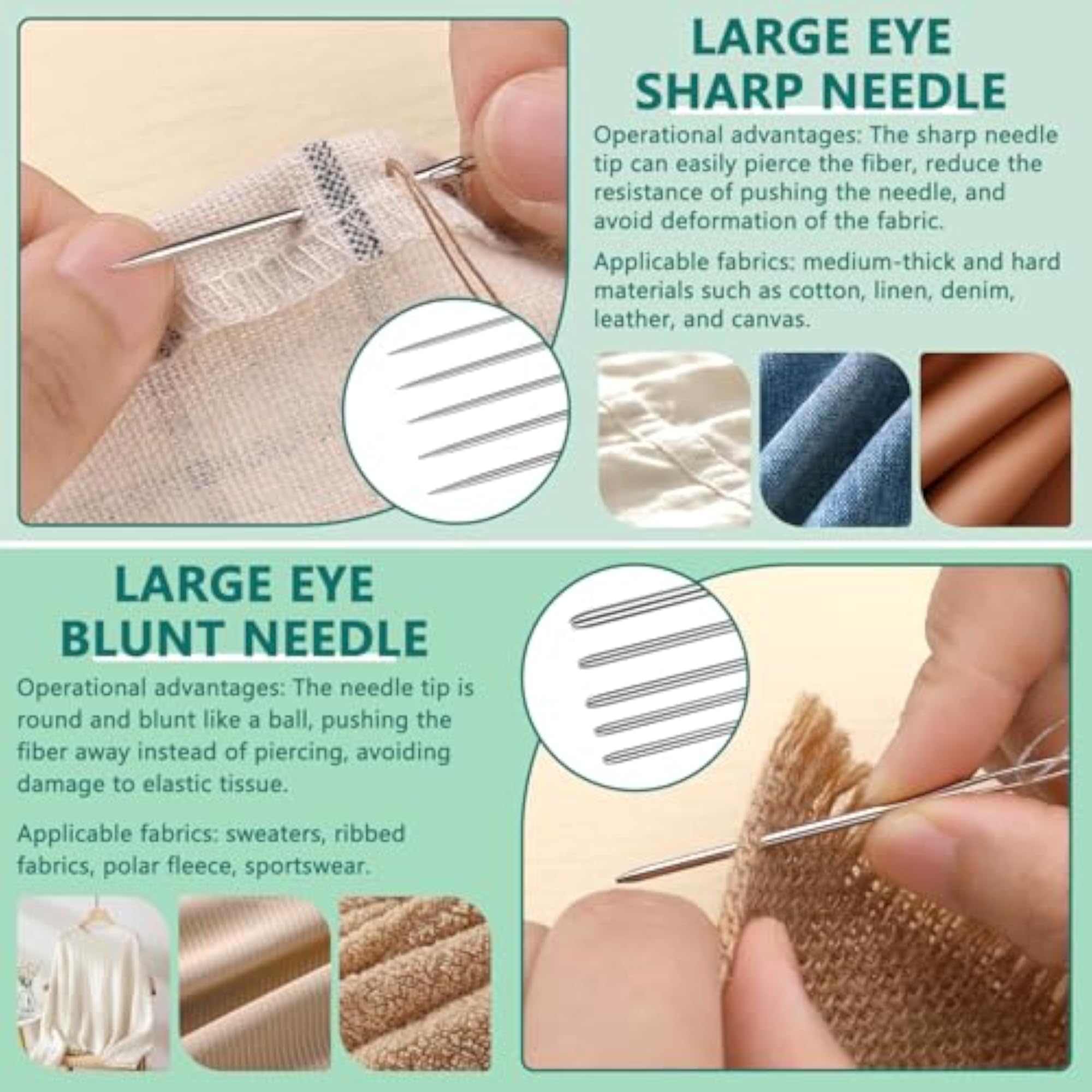 65 Pcs Large Eye Blunt Needles Set, 12 Sizes Sewing Needles