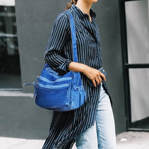 Bolso denim para mujer, gran capacidad, estilo tote miniatura 3