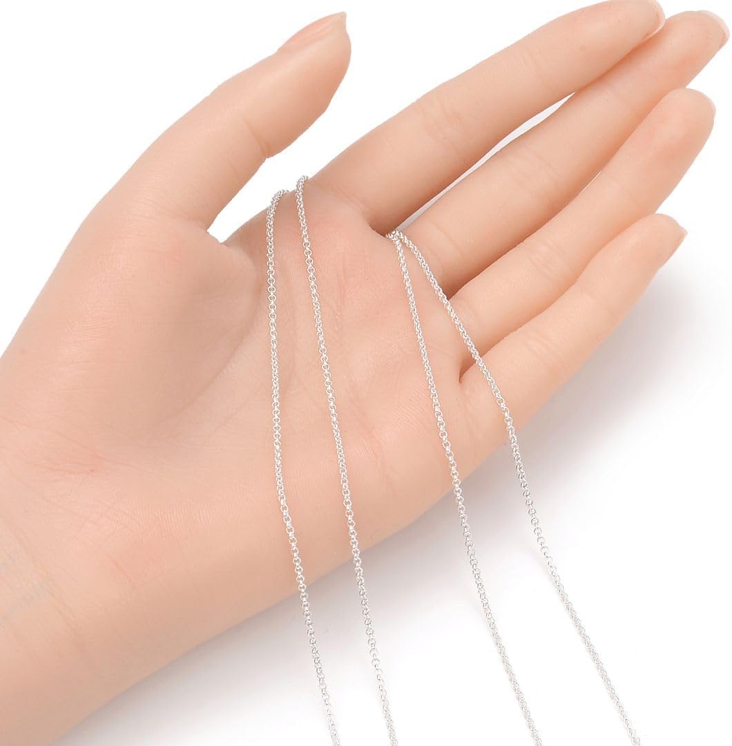 Adabele 5 Feet Authentic 925 Sterling Silver Unfinished Rolo Belcher Cable Chain Link 1.5mm (0.06 Inch) Thin Small Bulk Hypoallergenic Nickel Free for DIY Craft Jewelry Making SSK-A1 - Image 4