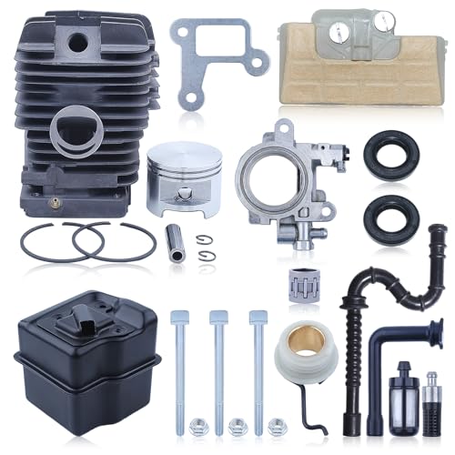 Gubeter Kit de Silencieux d'échappement de Piston de Cylindre de 49 mm, pour pièce de tronçonneuse Stihl Ms390 Ms290 Ms310 029 039, 1127 020 1216, 1127 140 0601, 1127...