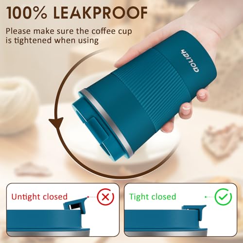 Image of Thermal Mug With Leak-Proof Lid, Insulated Stainless Steel Travel Coffee Mug To Go for Hot and Cold Water, Tea (380 ml, Blue)