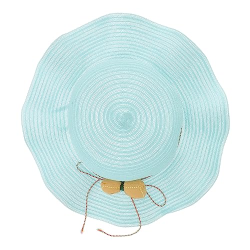 Boy Girl Uv Bowknot Sun Hat Lightweight Breathable Straw Hat for Girls for Outdoor Activities Spring Blue