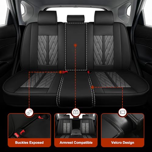 Image of TTX LIGHTING Seat Covers Fit for Subaru Outback 2007-2026 Seat Covers Full Set Car Seat Covers Faux Leather Breathable Waterproof Car Seat Protector (5 Seats, Black&Grey)
