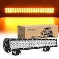 Nilight LED Light Bar 20 Inch 126W Spot Flood Combo Amber Beam Off Road Lights Fishing Hunting Emergency Deck Lights Boat Lights LED Work Light for Trucks UTV Pick-up Van Boat Tractor