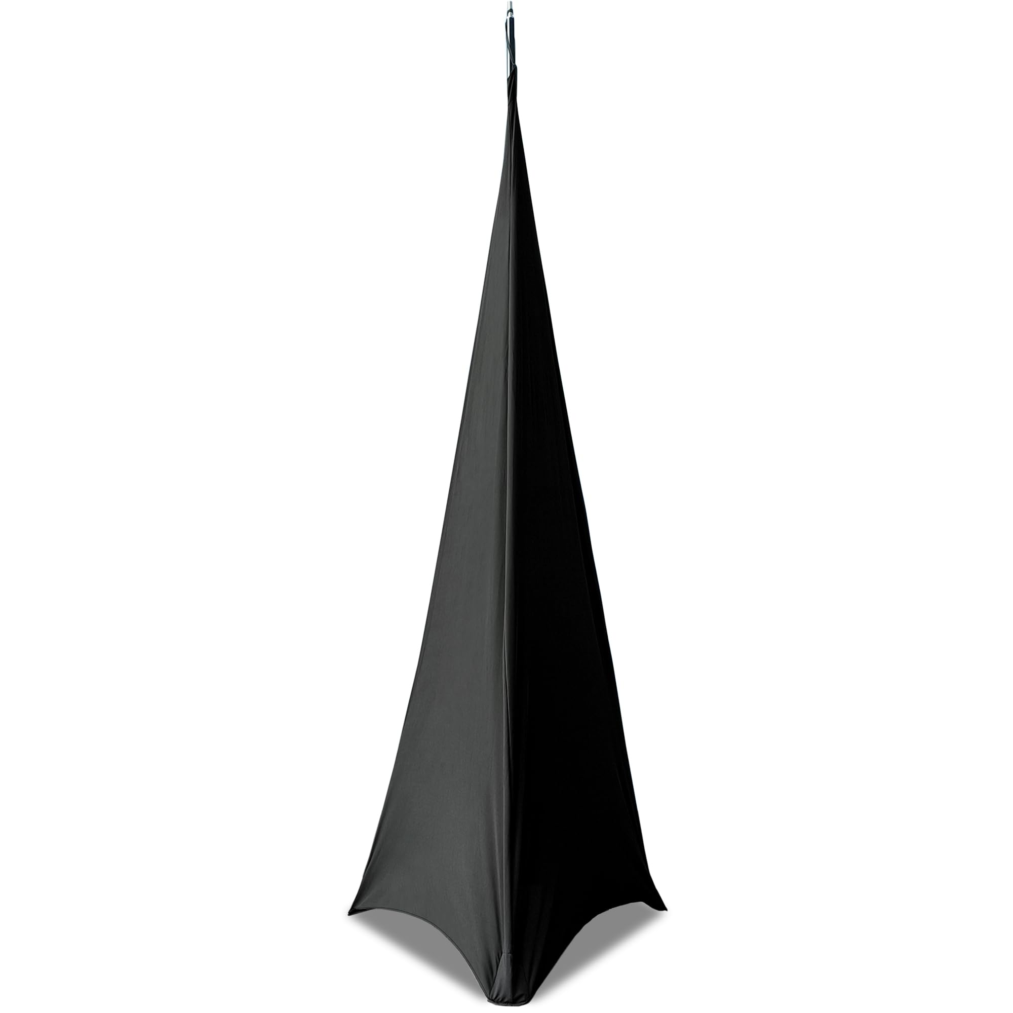 WedDecor 10 x schwarze Stativ-Lautsprecherständer-Abdeckung, dehnbarer Stoff, 360 Grad Abdeckung, dreiseitiges DJ-Zubehör für Hochzeiten, Bankette, Partys, Veranstaltungen, Geburtstage